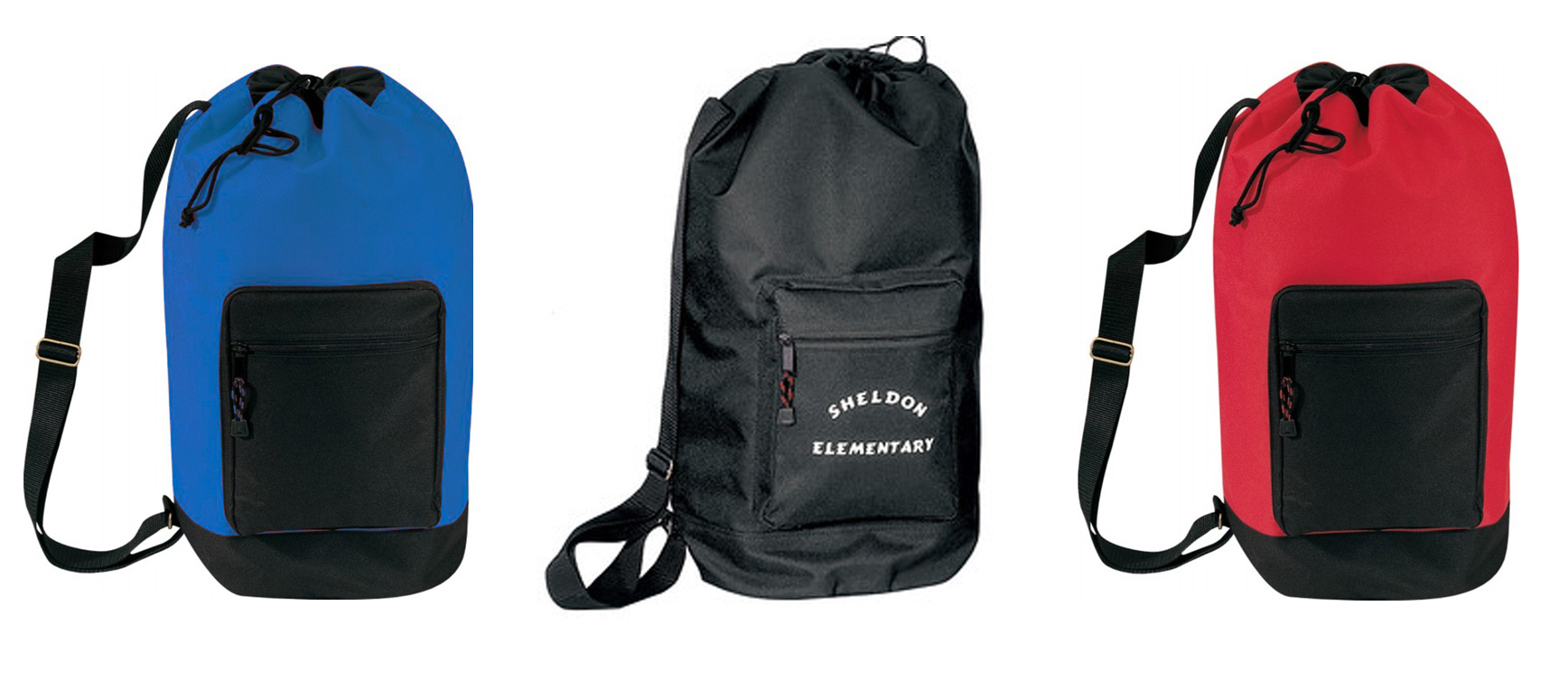 Drawstring Carry-On Backpacks w/ Cargo Zippered POCKETS & Adjustable Strap - Choose Your Color(s)