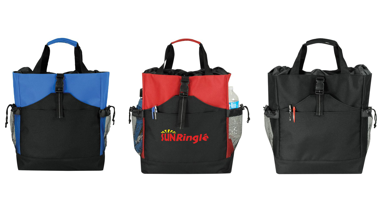 Carry-On Backpack Tote Bags w/ Mesh Cargo Pockets  & Clip-On Strap - Choose Your Color(s)
