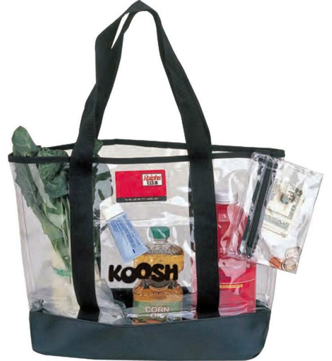 ''20'''' Clear Tote Bags w/Black Trim''
