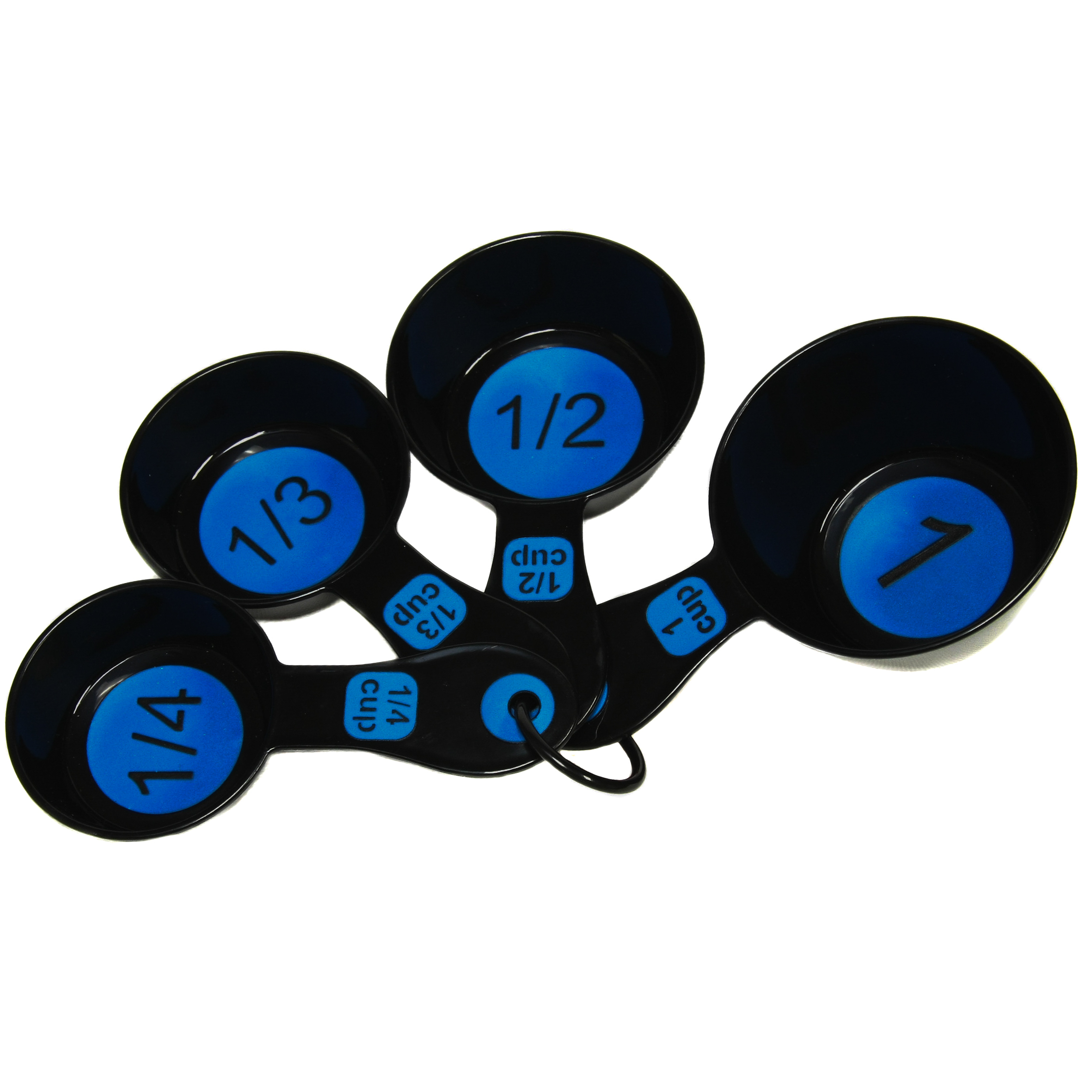 4 Piece Blue Large Print Plastic Measuring Cup Sets