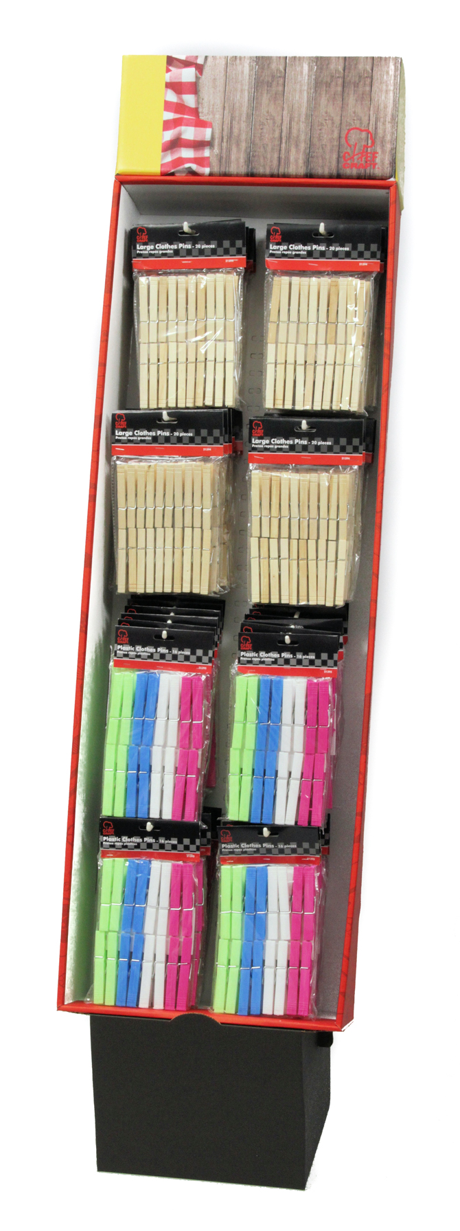 Assorted Clothes Pins in Floor Display