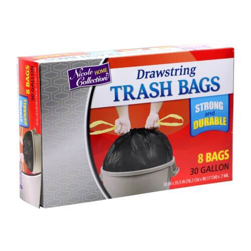 30-Gallon Premium Heavy Weight Plastic Trash BAGS - 8-Pack