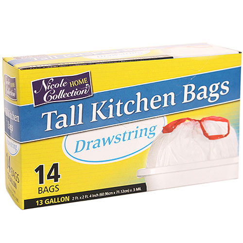 13 Gallon Tall Kitchen Drawstring Trash BAGs 14-Packs - Nicole Home Collection