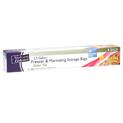 2.5 Gallon - Slide Tab - Freezer/Storage Bags - 5-Packs - Nicole Home COLLECTION