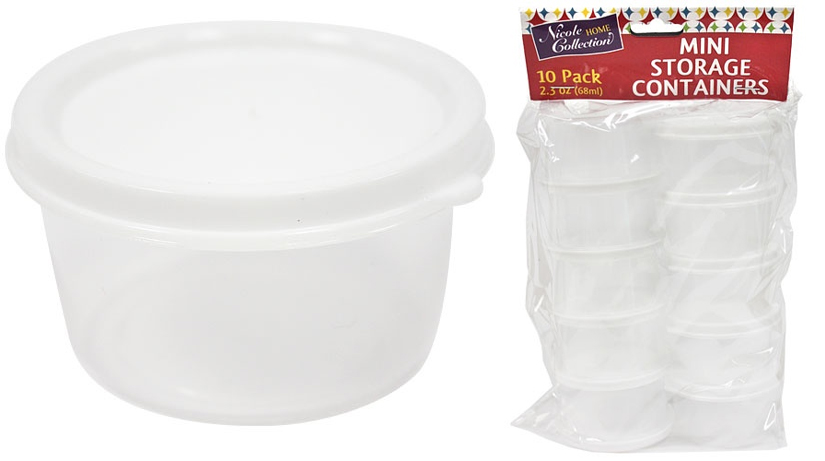 2.3 oz. Mini StorAge ContAiners Round 10-PAcks - Nicole Home Collection