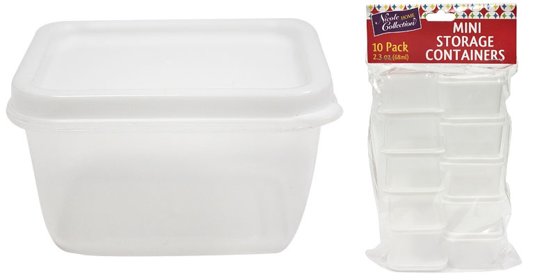 2.3 oz. Mini StorAge ContAiners RectAngle 10-PAcks - Nicole Home Collection