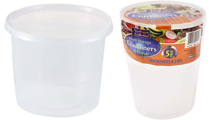 25 oz. Round StorAge ContAiner 5-PAcks  - Nicole Home Collection