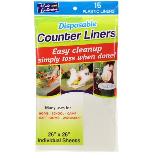 ''26'''' X 26'''' Disposable Plastic Counter Liners - Transparent - Nicole Home COLLECTION''