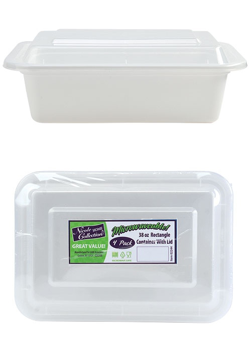 ''8'''' X 6'''' RectAngle MicrowAveABle ContAiners - White - 4-PAcks - Nicole Home Collection''
