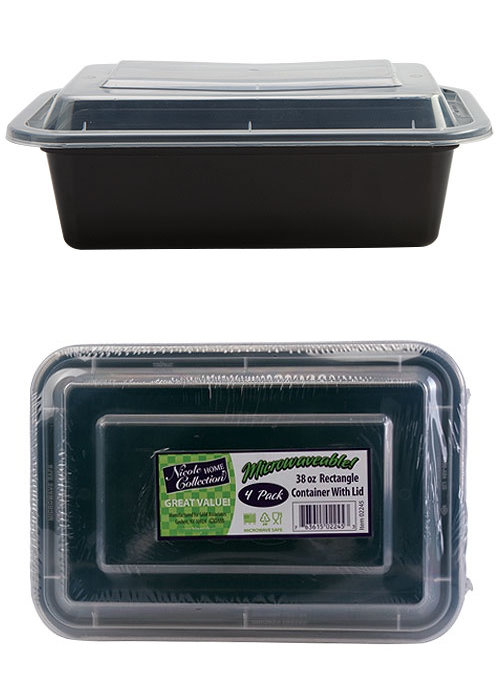 ''8'''' X 6'''' RectAngle MicrowAveABle ContAiners - BlAck - 4-PAcks - Nicole Home Collection''