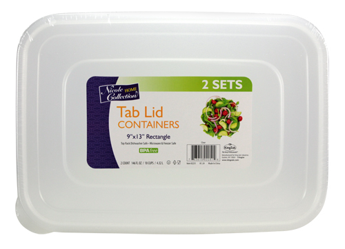 ''9'''' x 13'''' Food ContAiners w/ Lid - White - 2-PAcks - Nicole Home Collection''