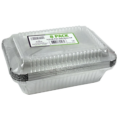 2.25 lb. Aluminum Oblong Pan w/ Plastic Dome Lid 8-Packs - Nicole Home COLLECTION