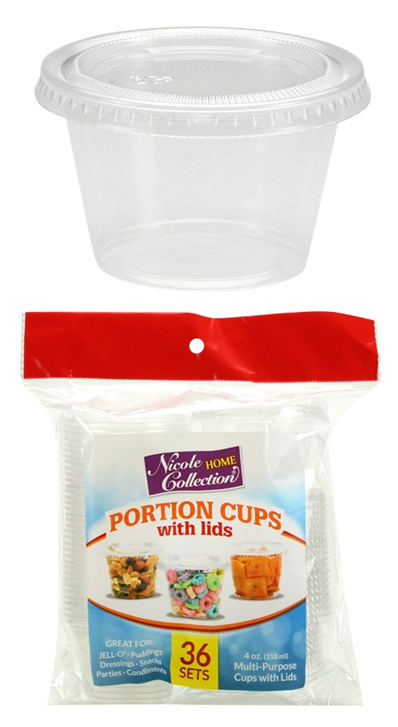 4 oz. Plastic Portion Cup w/ Lid - Clear - 36-Packs - Nicole Home COLLECTION