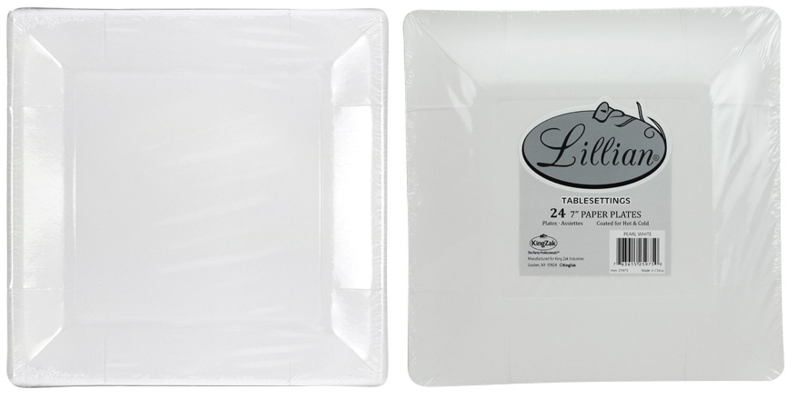 ''Square 7'''' Plate - Pearl White - Lillian''