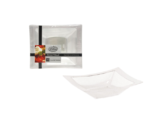 Rectangular Clear Plastic DESSERT Bowls by Lillian - 5oz - 10-Packs