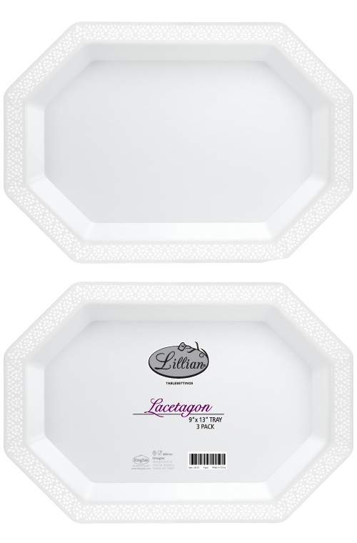 ''Lacetagon - 9''''X13'''' Tray - 3-Packs - Pearl - Lillian''
