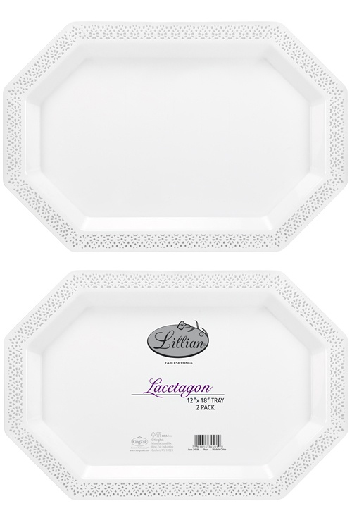 ''Lacetagon - 12''''X18'''' Tray - 2-Packs - Pearl - Lillian''