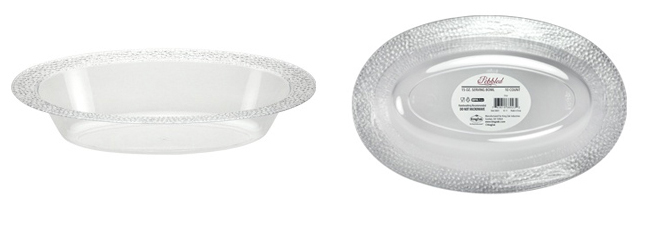 Pebbled - 15 oz. Oval Bowl - Clear - 10-Packs - Lillian