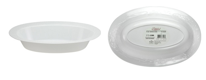 Pebbled - 15 oz. Oval Bowl - Pearl - 10-Packs - Lillian