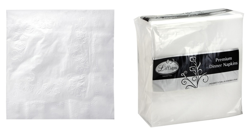 1/4 Fold Dinner Napkin - 3 Ply - White - 75-Packs - Lillian