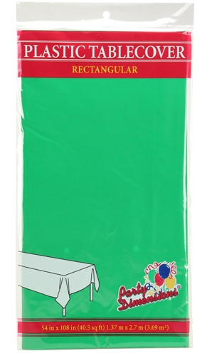 ''54'''' X 108'''' Rectangular Plastic Tablecloth - Green - Party Dimensions''