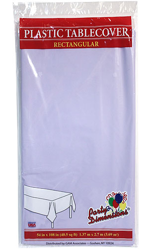 ''54'''' X 108'''' Rectangular Plastic Tablecloth - Lavender - Party Dimensions''
