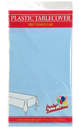 ''54'''' X 108'''' Rectangular Plastic Tablecloth - Light Blue - Party Dimensions''
