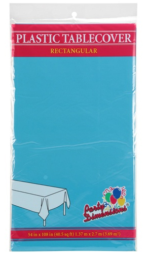 ''54'''' X 108'''' Island Blue Rectangular Plastic Tablecloth - Party Dimensions''