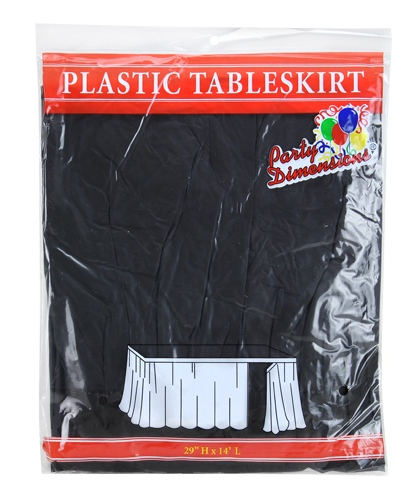 ''29'''' X 14' BLACK Plastic Tableskirt 36-Packs - Party Dimensions''