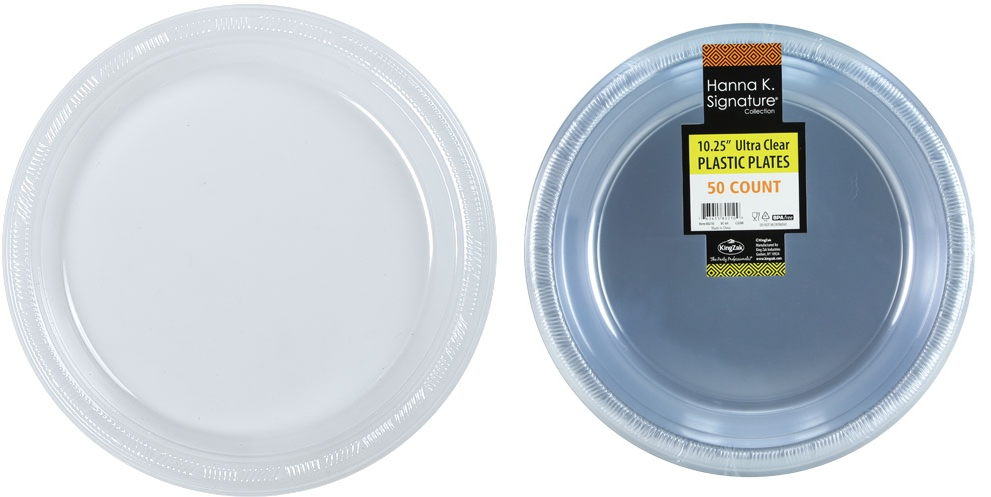 ''10'''' Heavyweight Plastic PLATES - Ultra Clear - 50-Packs - Hanna K. Signature''