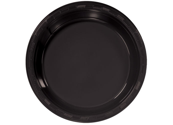 Black 10'' Round Plastic PLATES by Hanna K. Signature - 50-Packs