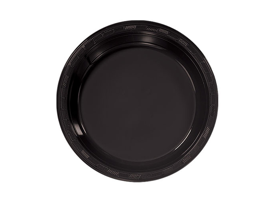 Black 7'' Round Plastic PLATES by Hanna K. Signature - 50-Packs