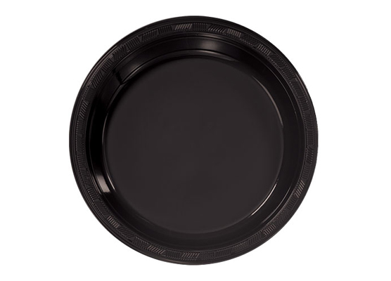 Black 9'' Round Plastic PLATES by Hanna K. Signature - 50-Packs