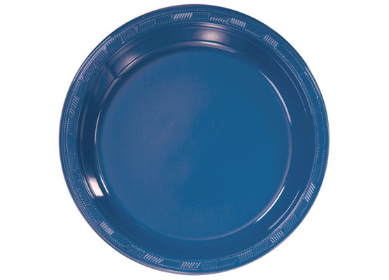 Blue 10'' Round Plastic PLATES by Hanna K. Signature - 50-Packs