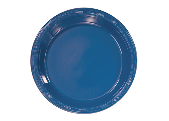 Blue 9'' Round Plastic PLATES by Hanna K. Signature - 50-Packs