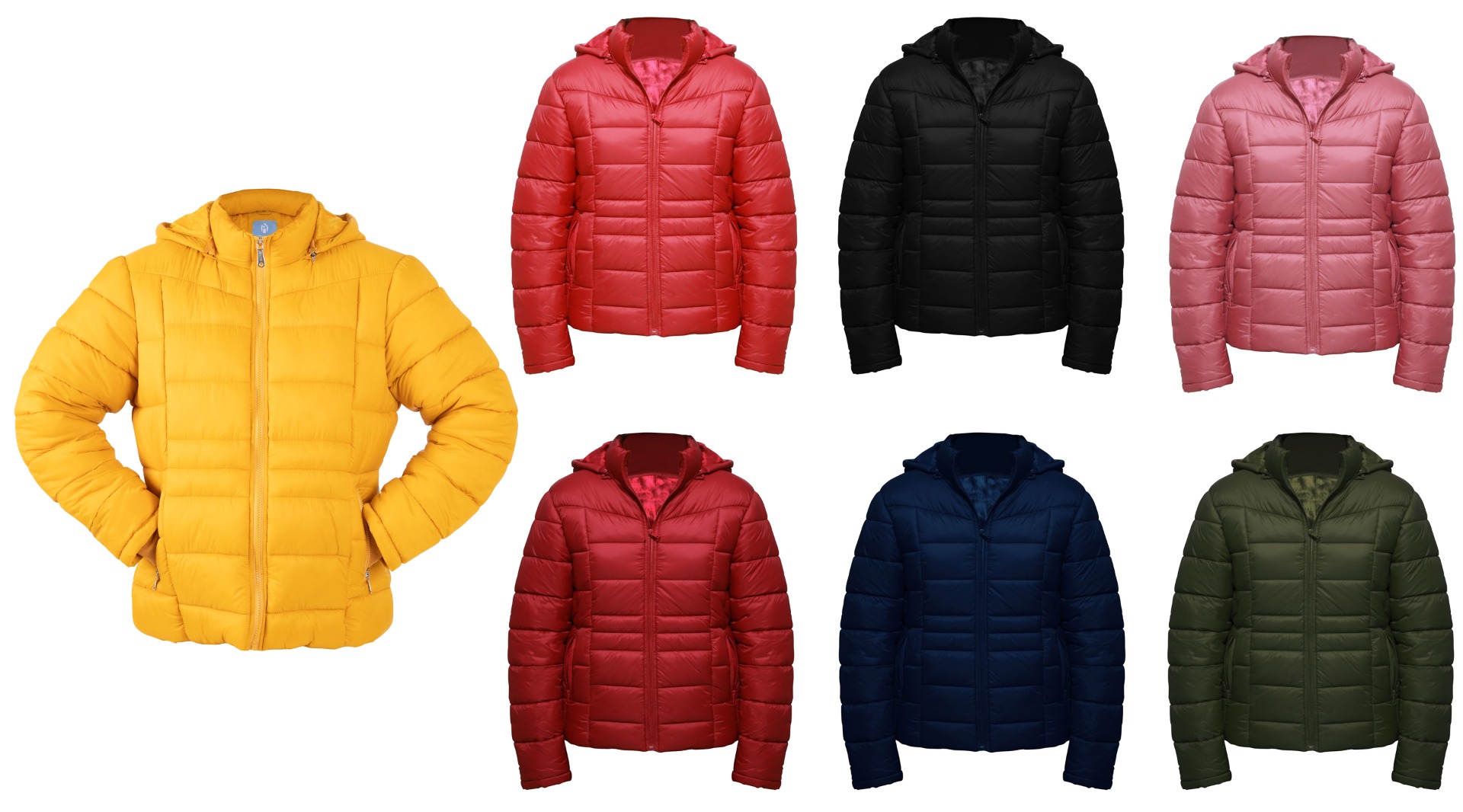 Women's 20D Zip-Up Puffer JACKETs w/ Detachable Hood & Zipper Cargo Pockets - Choose Your Color(s)