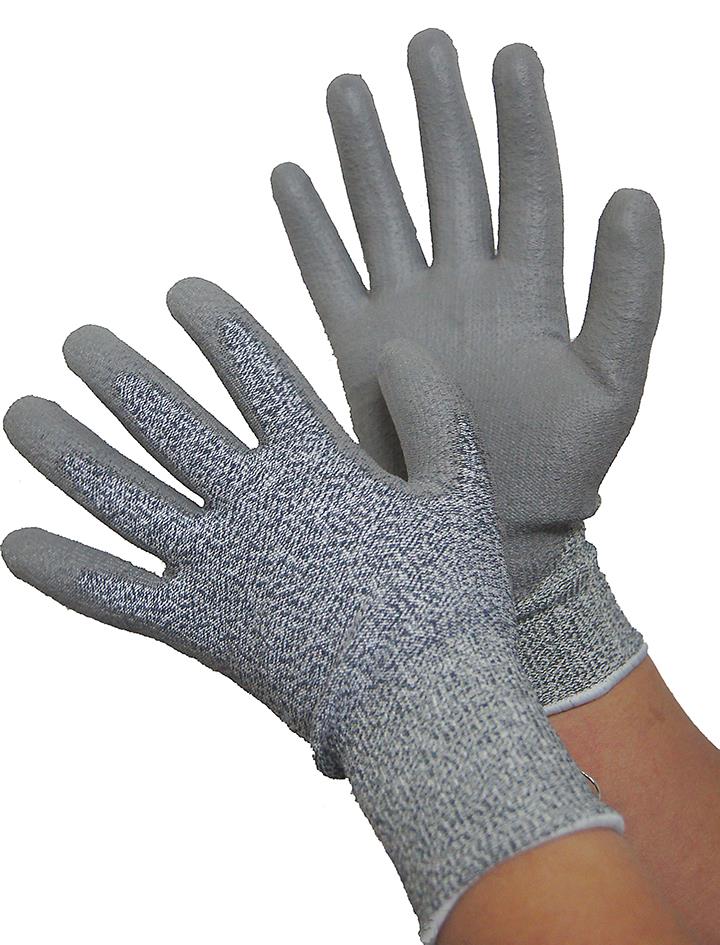 Cut Resistant HPPE/Lycra Work Gloves w/ Polyurethane Coating - Size: Large