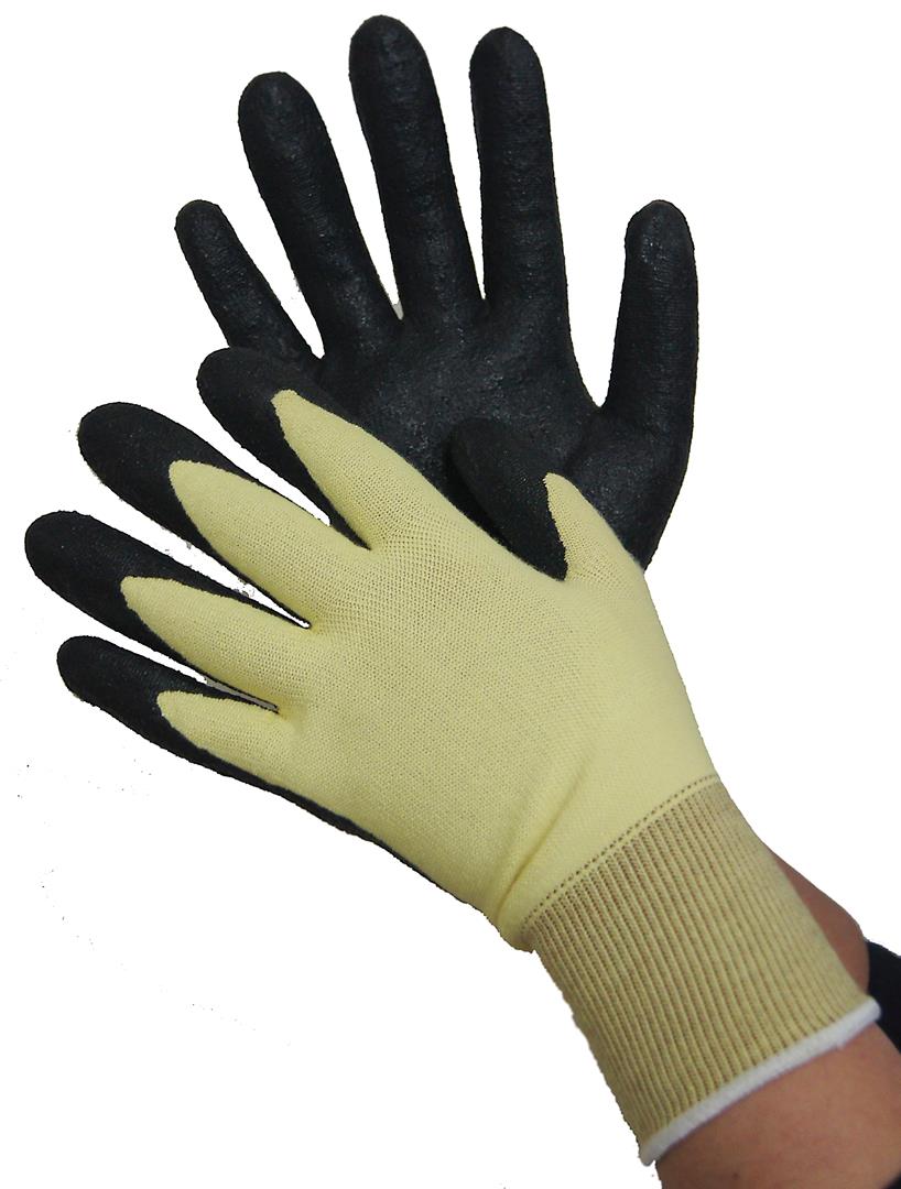 Cut & Heat Resistant Kevlar Work Gloves w/ Nitrile Coating - Size: Large