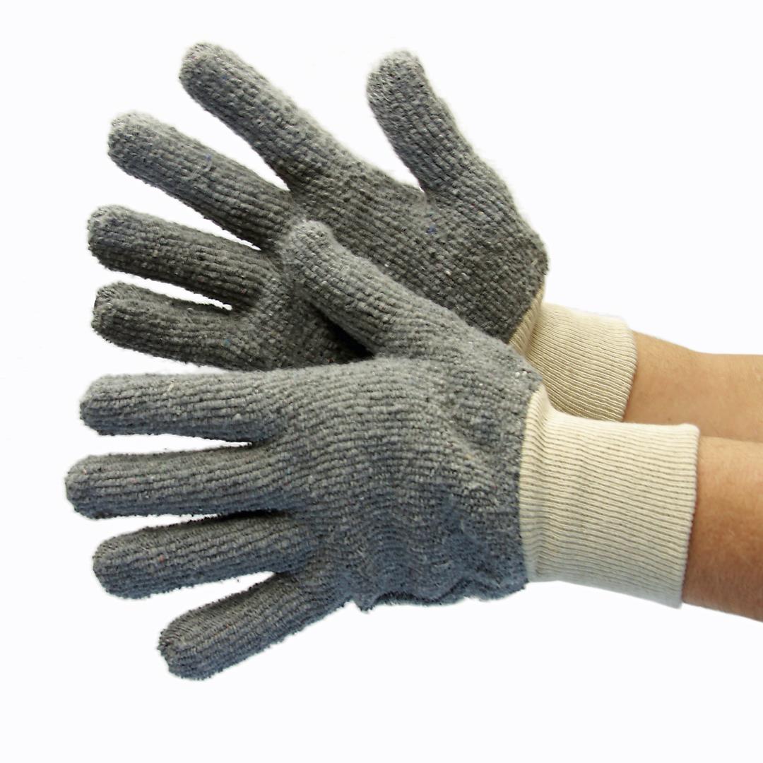22 oz. Seamless Terry Cloth COTTON Gloves - Grey - Size: Men's