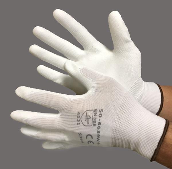 13 Gauge (Ultra Thin) Nylon String Knit GLOVES w/ Polyurethane Coating - Grey/Grey - Size: XS
