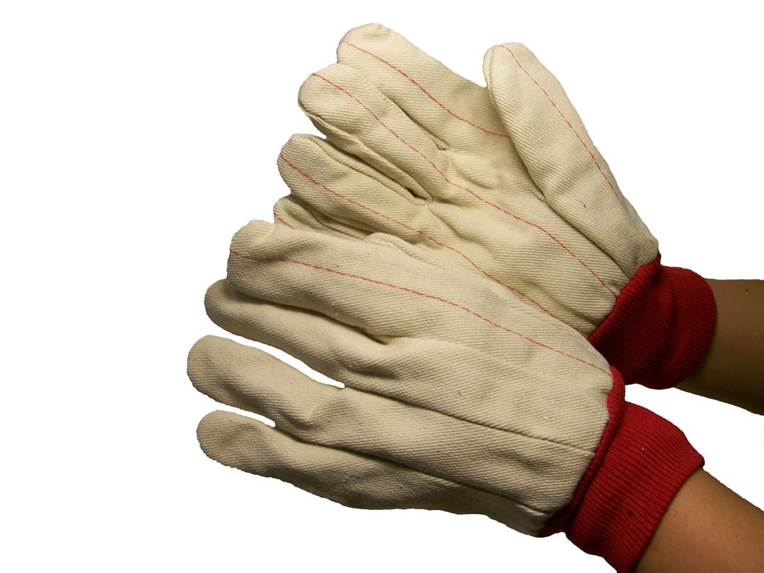 20 oz. Nap-In Double Palm Canvas Hot Mill Gloves w/ RED Wrist - Size: Large