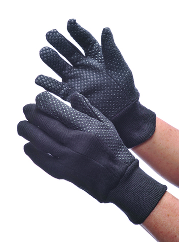 8 oz. BROWN Jersey Work Gloves w/ Grips - Size: Men's