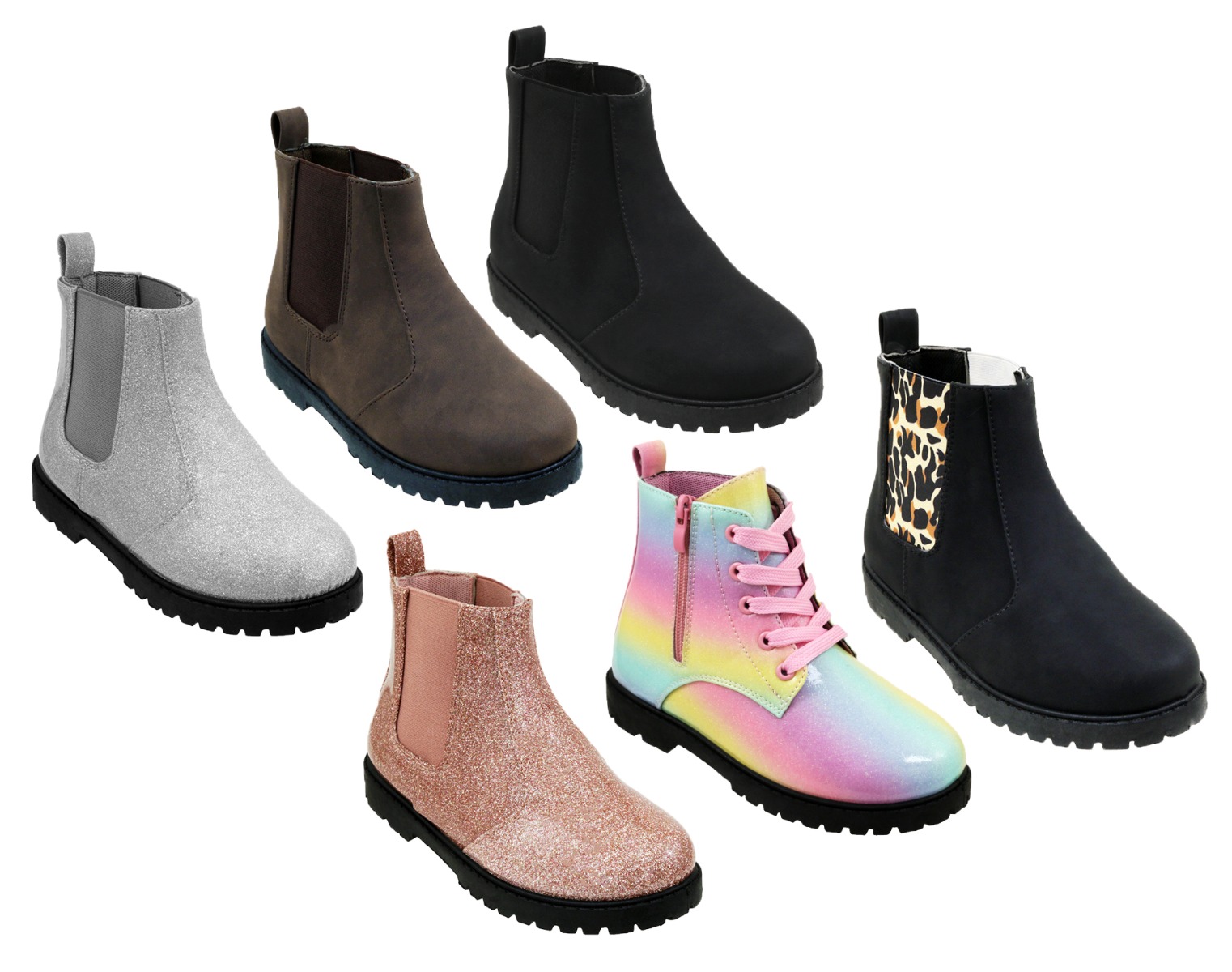 Girl's Slip-On & Laced Chelsea BOOTS w/ Elastic & Zipper - Choose Your Color(s)