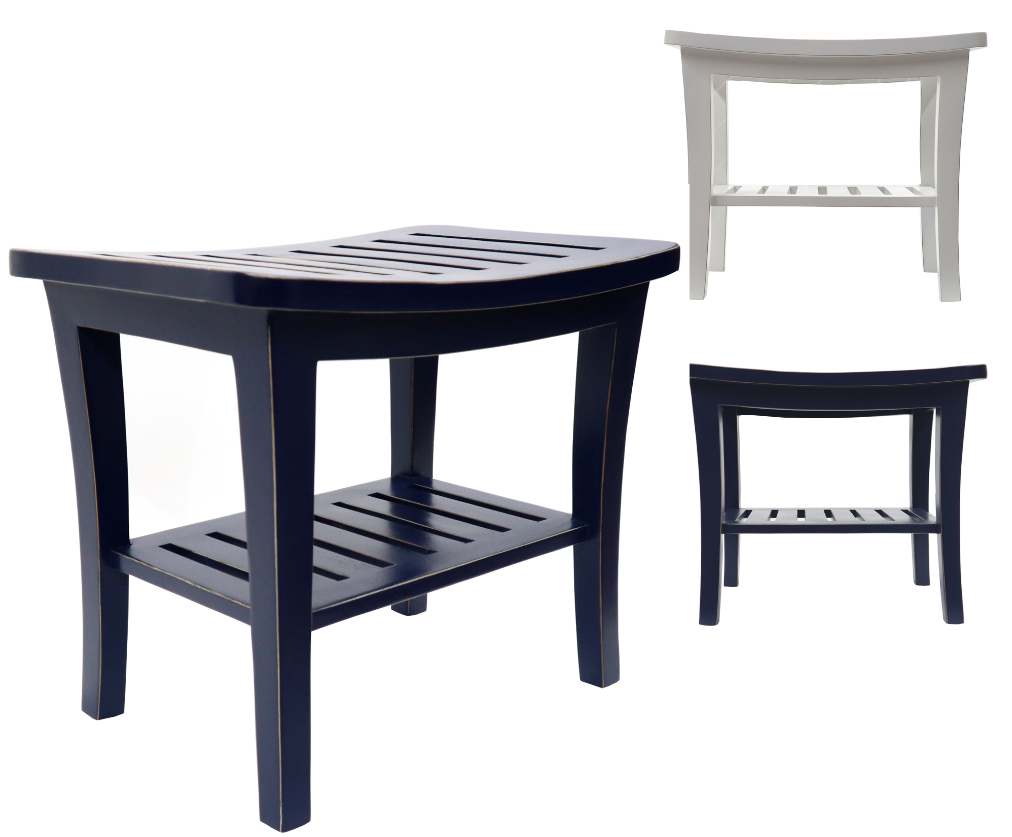 GEnuInE TEak SlIghtly DIstrEssEd FInIsh SPA ShowEr BEnCh - ChoosE Your Color(s)