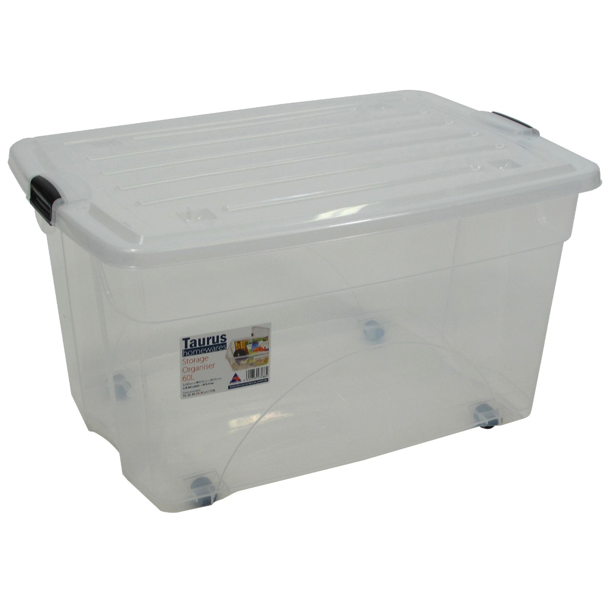 16 Gallon Rolling Storage Organizer Bins - Clear