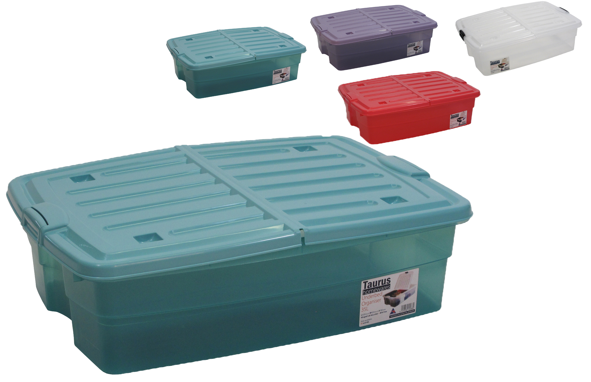 10 Gallon Underbed Storage Organizer Bins - Choose Your Color(s)