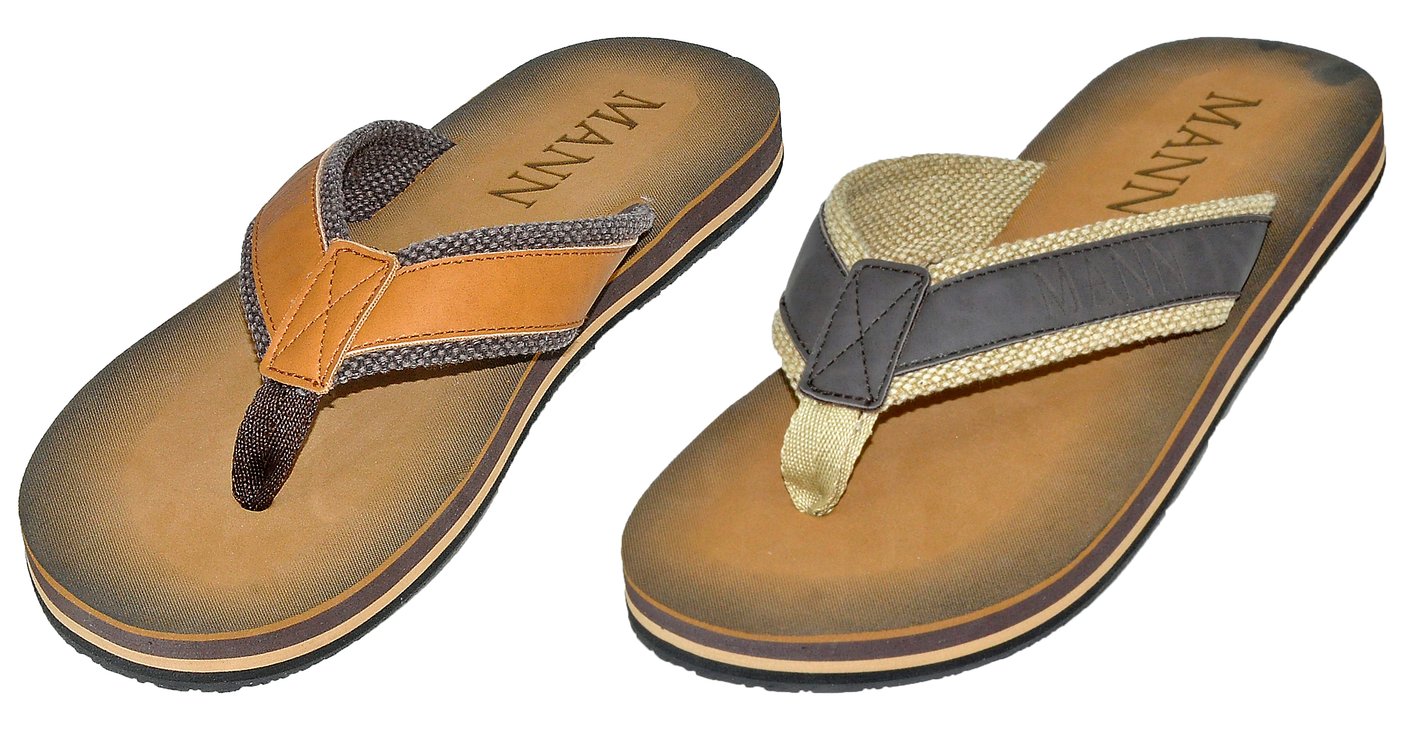 Men's Sport FLIP Flops w/ Canvas Strap - Assorted Colors - Sizes 8-13
