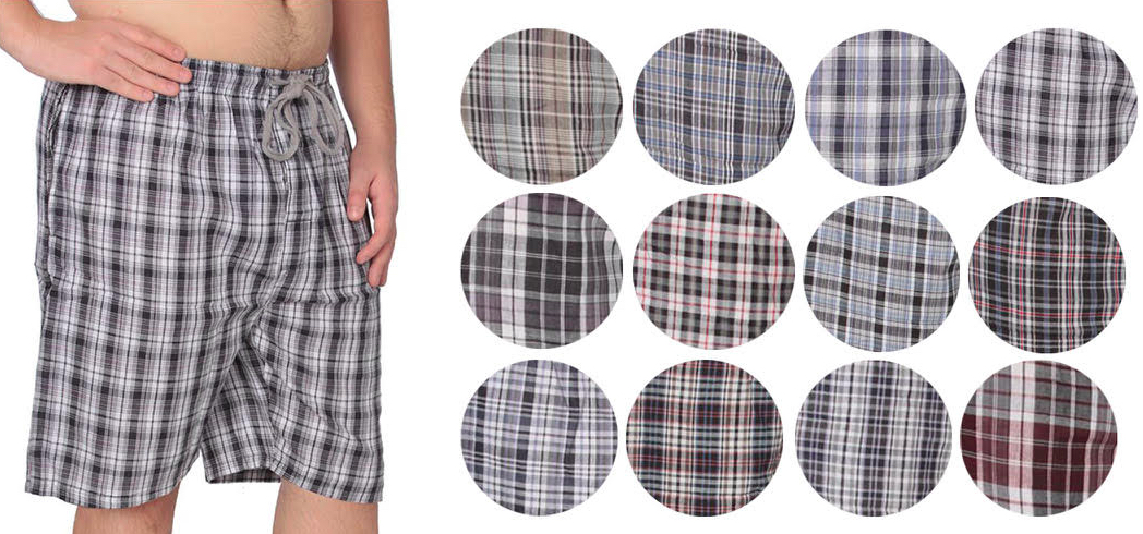 Men's Lounge Plaid PAJAMA Shorts w/ Adjustable Drawstring 