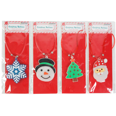 NECKLACE Christmas Light-up Tpr 4ast Snowman/santa/tree/flake Pb/insert