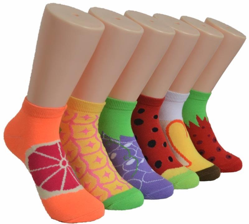 Women's Low Cut Novelty Socks - Fruit Print - Size 9-11